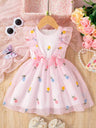 Baby Girl Sleeveless Princess Dress – Floral Embroidery & Soft Mesh Tulle-TotsCove