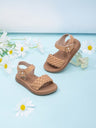 Girls’ Soft Sole Outdoor Sandals – Cute Woven Design with Hook & Loop Strap-TotsCove
