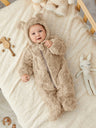SnuggleCub™ Fleece Hooded Footie Romper | Warm Cartoon-Print for Newborn Boys & Girls-TotsCove