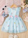 Baby Girl Sleeveless Princess Dress – Floral Embroidery & Soft Mesh Tulle-TotsCove