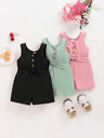 3-Piece Baby Girl Outfit – Solid Knit Camisole & Shorts Set with Headband-TotsCove