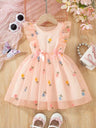 Baby Girl Sleeveless Princess Dress – Floral Embroidery & Soft Mesh Tulle-TotsCove